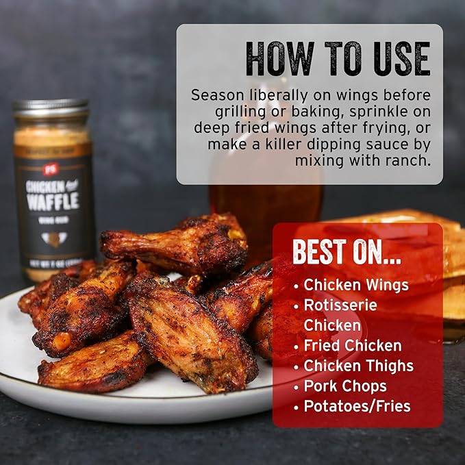 PS Seasoning Chicken and Waffle Wing Rub - Sweet and Smoky Dry Rub with Maple, Bourbon, Hickory