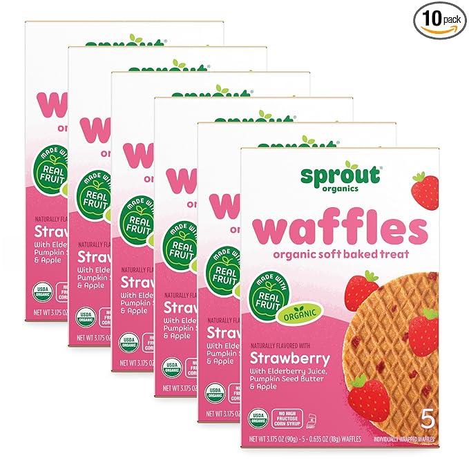 Sprout Organic Baby Food, Stage 4 Toddler Snacks, Strawberry Shortcake Wafflez, Single Serve