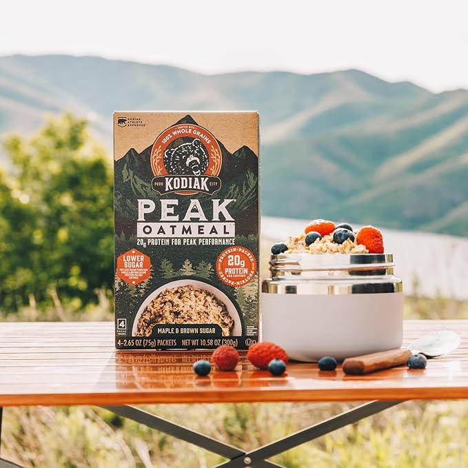 Kodiak Cakes Peak Instant Oatmeal Packets, Maple Brown Sugar, High Protein,100% Whole Grains, 6 box
