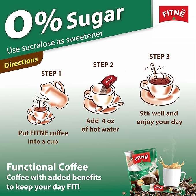 FITNE Instant 3 In 1 Coffee Packets Mix With White Kidney Bean Extract L-Lysine Vitamin B1 B2 B6
