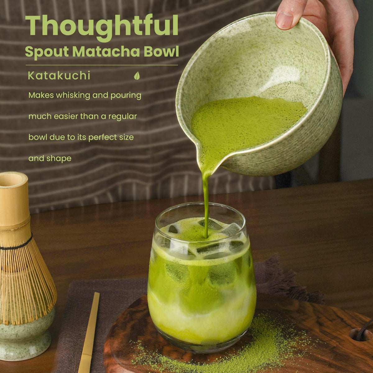 Matcha Whisk Set, Ceramic Bowl Matcha Kit & Handcrafted Bamboo Chasen, Complete 5 Pcs Matcha Set