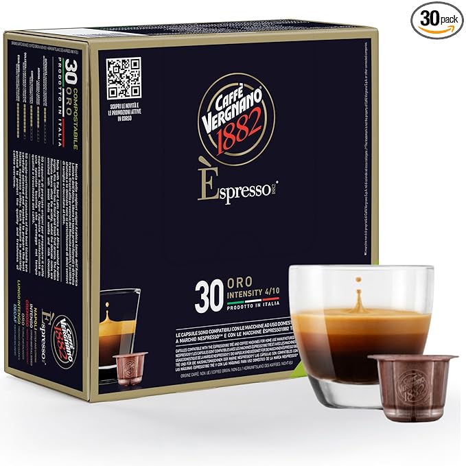 Caffe' Vergnano 1882 Medium Roast Espresso Original Line Machine Compatible Capsules, Single-Serve