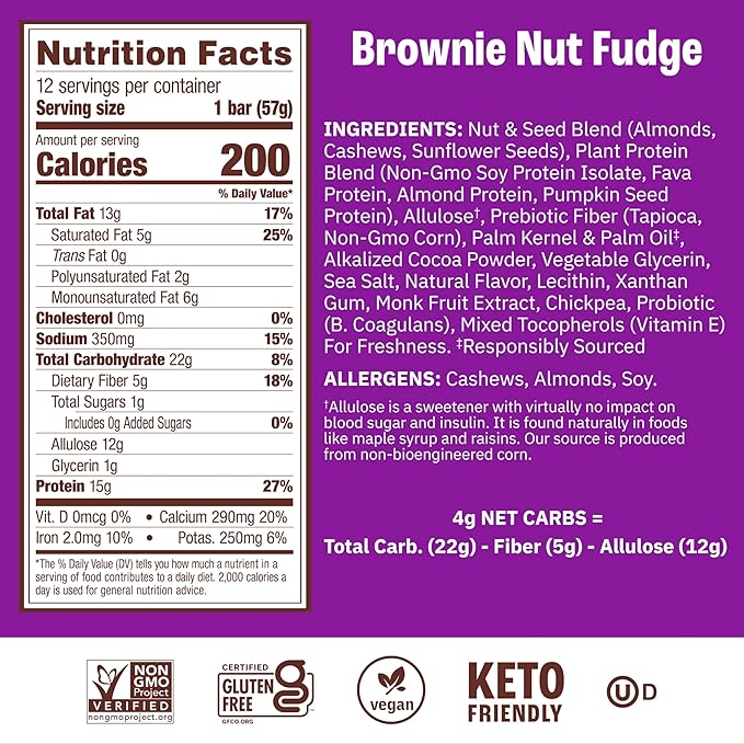 Munk Pack 15g Probiotic Keto Protein Bars - Low Sugar, High Protein -1g Sugar, 4g Net Carbs. Vegan