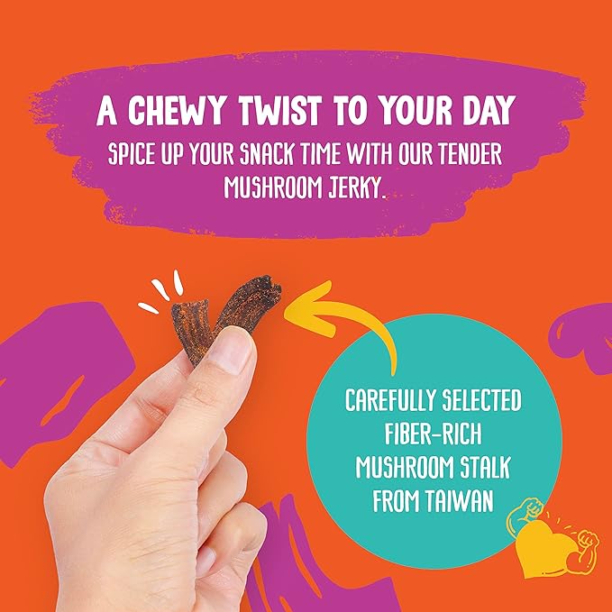 The Daily Good Mushroom Jerky - Single-Pack Snacks, Yummy High-Fiber Mushroom Snack, Meatless &