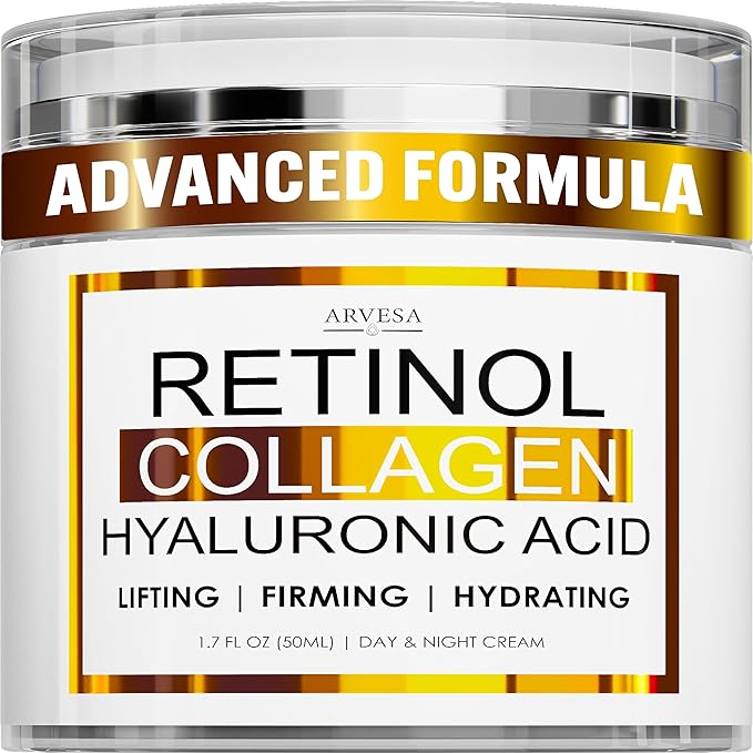 Retinol Cream for Face with Collagen and Hyaluronic Acid - Anti Aging Wrinkle Cream for Women and