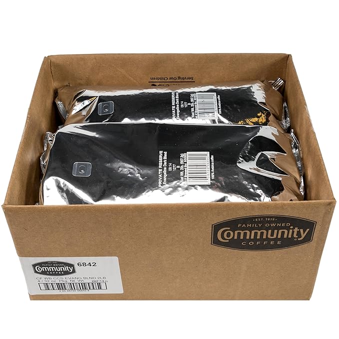Community Coffee Private Reserve Evangeline Blend Whole Bean Coffee, Dark Roast, 32 Ounce Bag (Pack