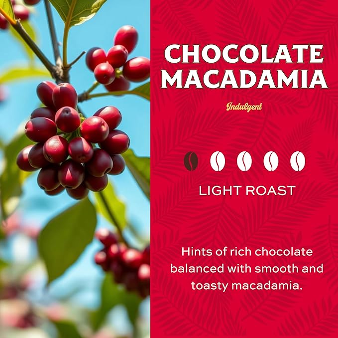 Lion Coffee Chocolate Macadamia Flavored Medium Roast Coffee Pods - Single-Serve Pods - Hawaiian