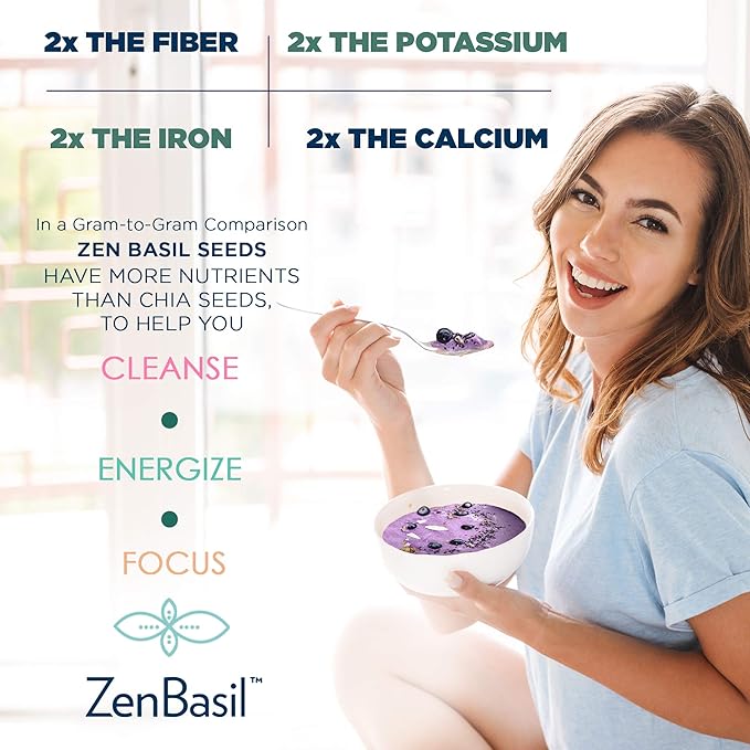 Zen Basil Seeds | edible basil seeds usda organic, kosher, non-gmo, lectin free, gluten free, plant