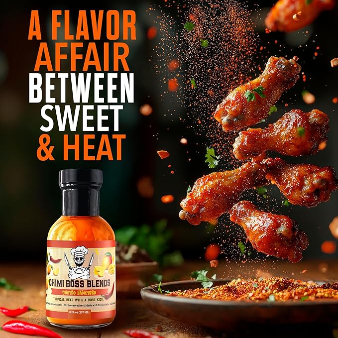Chimi Boss Mango Habanero Sauce – Sweet-Heat Flavor Explosion for Tacos, Chicken, Pizza & More – 8