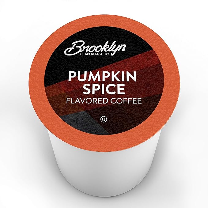 Brooklyn Beans Roastery Coffee Pods, Fall Flavored Pumpkin Spice - Compatible with Keurig K Cup