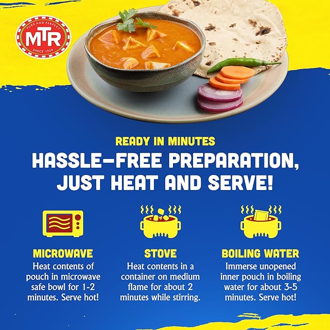 MTR - Minute Meals: Paneer Butter Masala - Creamy Cottage Cheese Curry - Tasty Indian Meal with No