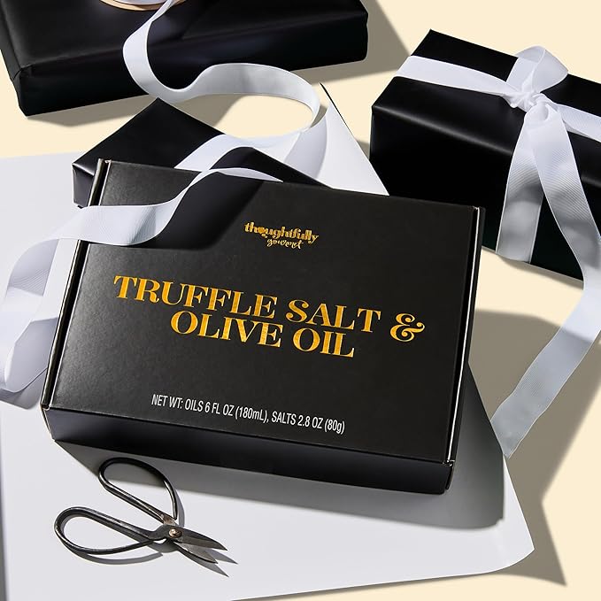 Thoughtfully Gourmet, Truffle Salt & Olive Oil Gift Set, Includes 4 Premium Extra Virgin Olive Oil