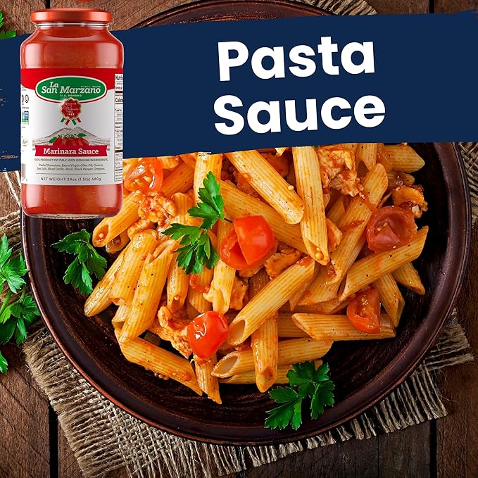 La San Marzano Marinara Sauce, 24 oz, Pasta Sauce Made in Italy, All Purpose Tomato Premium
