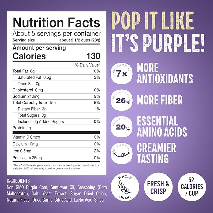 Purplesful Purple Corn Popcorn, Silkier, Creamier & Healthy Popcorn, Vegan-Friendly, Non-GMO