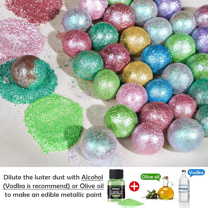NiHome Edible Food-Grade Glimmer Powder Glitter Luster Dust Metallic Food Decorating Sprinkle