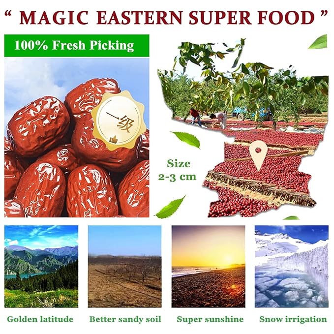 Dried Jujube Dates Pitted Red Date Natural Sweet Chinese 红枣 Dry Jujubees Fruit, Soft & Juicy &