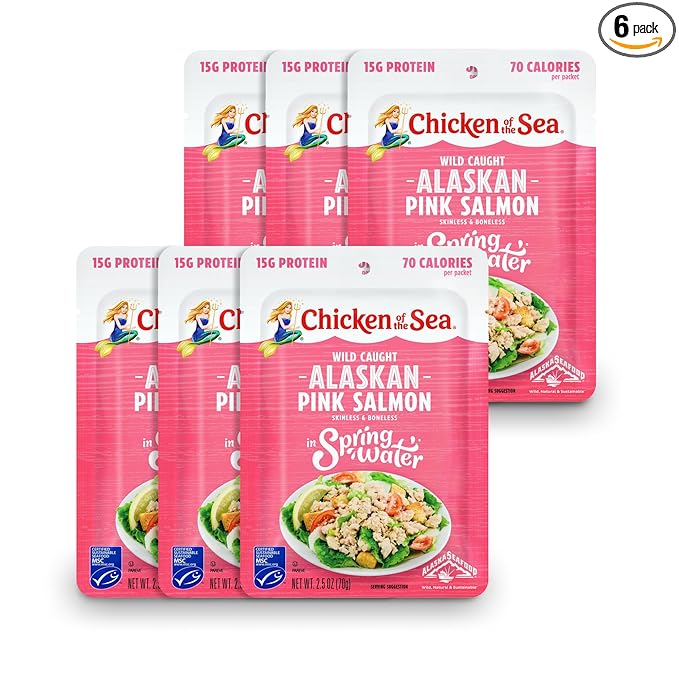 Chicken of the Sea Alaskan Pink Salmon in Spring Water, Wild Caught, Skinless & Boneless, 2.5 oz.