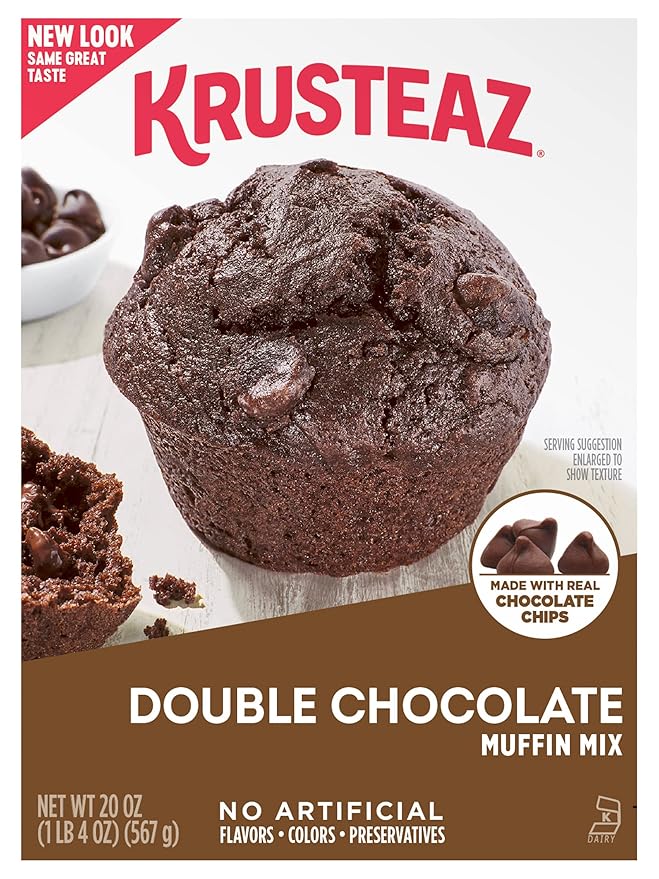Krusteaz Muffin Mix, Double Chocolate Muffin Mix, Made with Real Chocolate Chips & No Artificial
