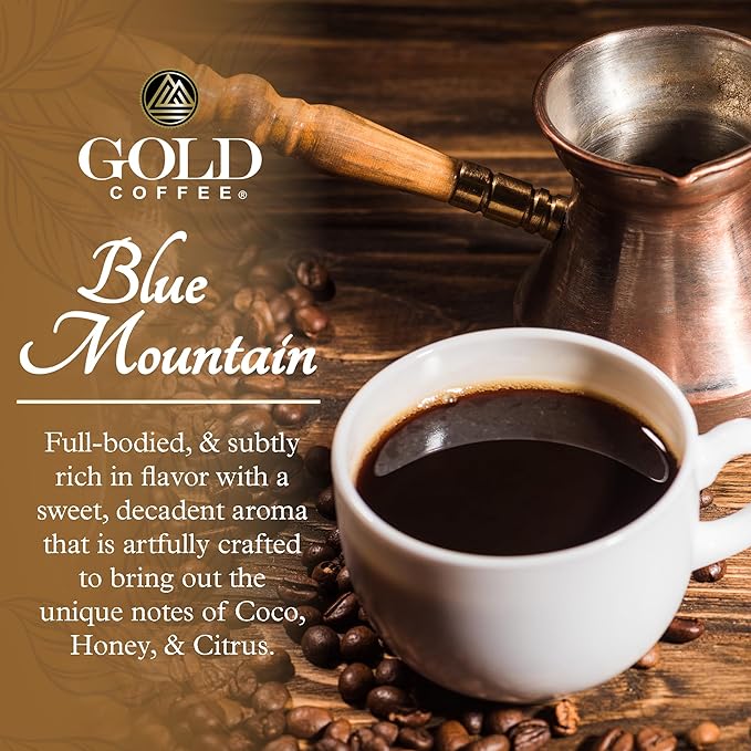 Gold Coffee | Blue Mountain Premium Blend, Medium Roast, Ground | 100% Arabica Coffee, 1 lb. (Pack