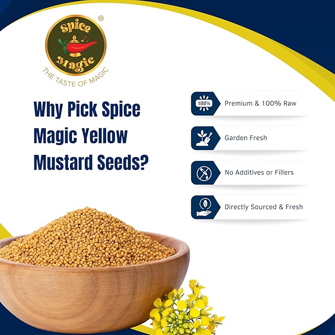 Spice Magic Yellow Mustard Seeds ??Whole | Bold, Earthy Flavor for Pickles, Curries & Spice Blends