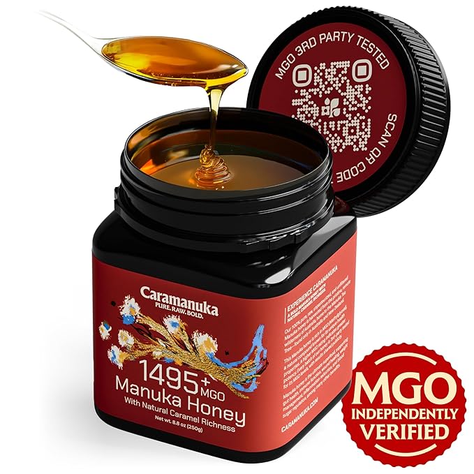 Caramanuka Manuka Honey MGO 1495+ / 100% Raw, Pure, Unfiltered & Unpasteurized, 3rd Party Tested