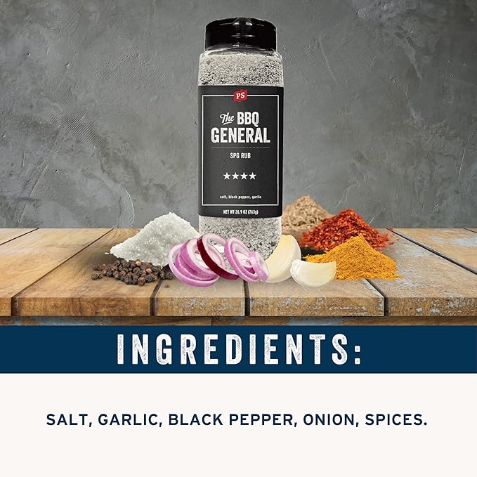 PS Seasoning The BBQ General - SPG Seasoning, All-Purpose BBQ Seasoning & Rubs for Smoking and
