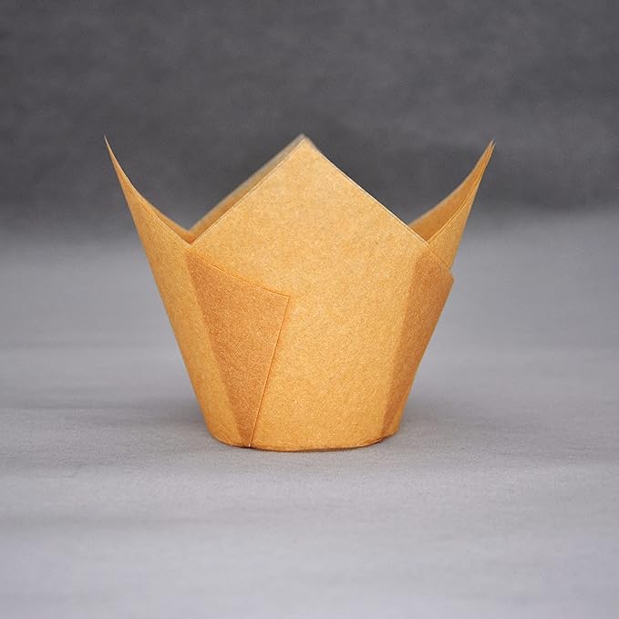 Extra Large Jumbo Muffin Greaseproof paper Baking cupcake cups, 2-1/4" x 3-3/4" Natural Tulip