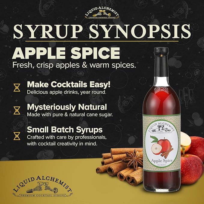 Liquid Alchemist Apple Spice Syrup for Cocktails - Real Ingredients Make our Apple Syrup for Drinks