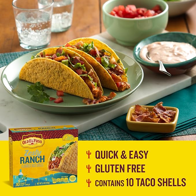 Old El Paso Stand ???Stuff Taco Shells, Zesty Ranch Flavored, Gluten Free Crunchy Corn Taco Shells