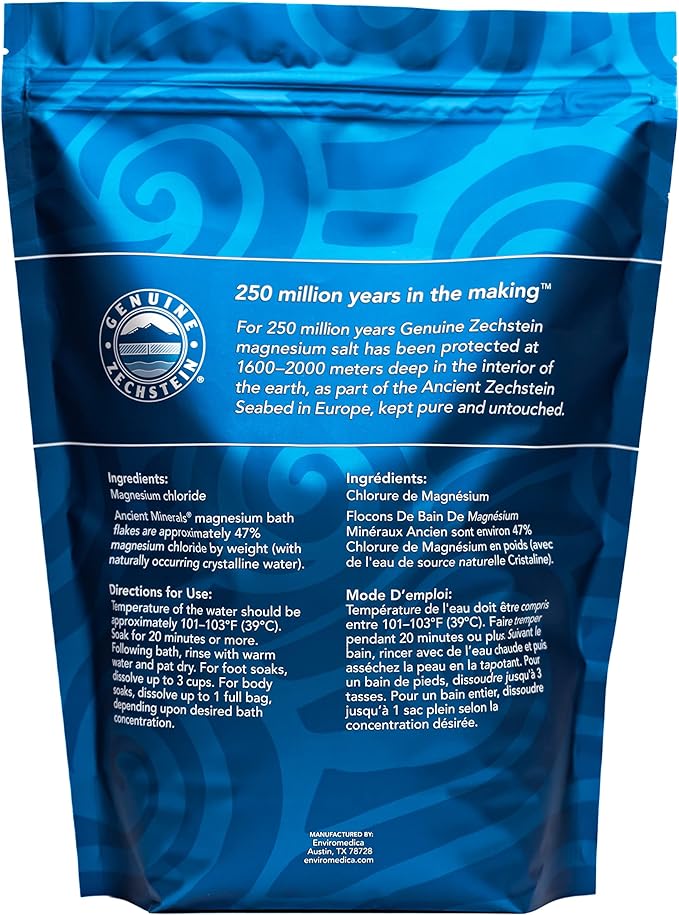 Ancient Minerals Magnesium Bath Flakes – Pure Zechstein Magnesium Chloride for Soaking and