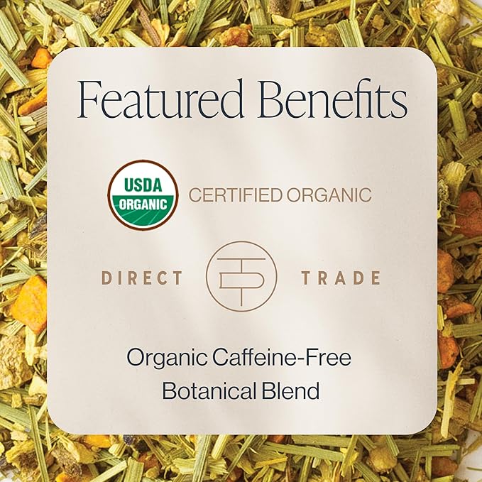 Rishi Tea Turmeric Ginger Herbal Tea - Organic Loose Leaf, Caffeine Free Ayurvedic Digestive Blend