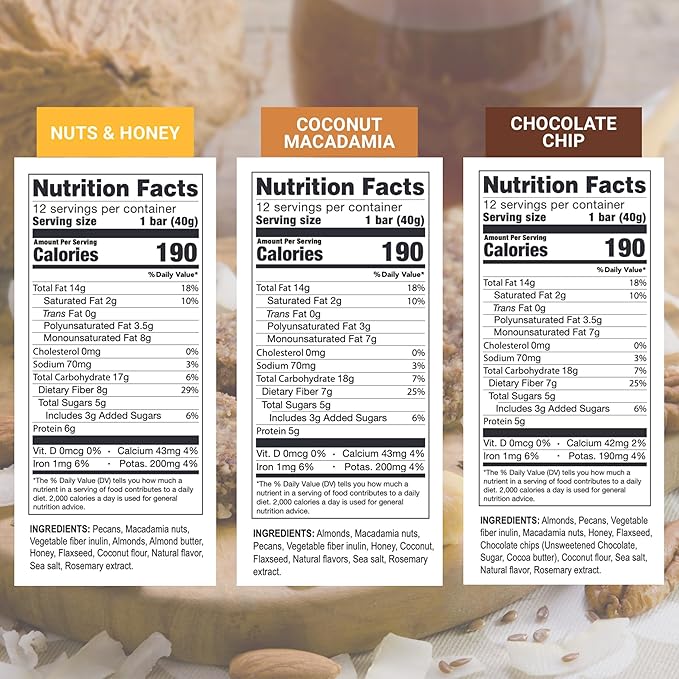 Prolon Fasting Bars | 5g Protein, 7g Fiber | Keto-Friendly, Gluten-Free, Dairy-Free, Plant-Based |