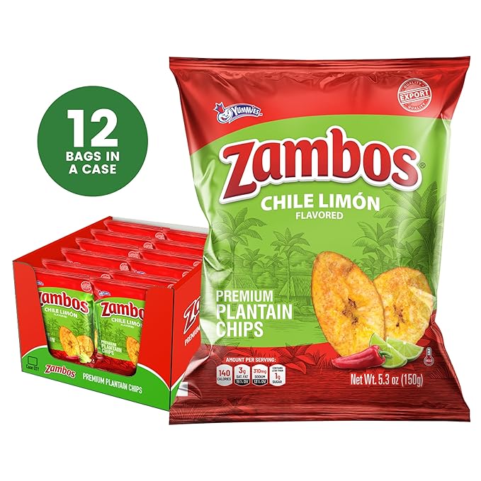 Zambos Plantain Chips Chile Limon (Pack of 12)