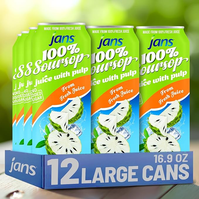 Soursop Juice with Pulp (Guanabana), 16.9 oz (Pack of 12) JANS | 100% Pure Soursop Graviola | NO