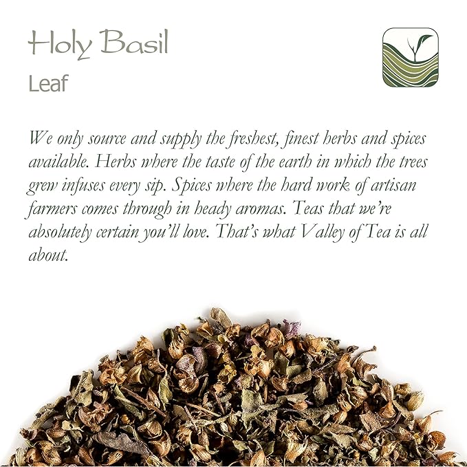 Tulsi Holy Basil Organic Tea - Sweet Green Delicacy - Herbal Thulasi or Tulasi - Holy Basil Herb