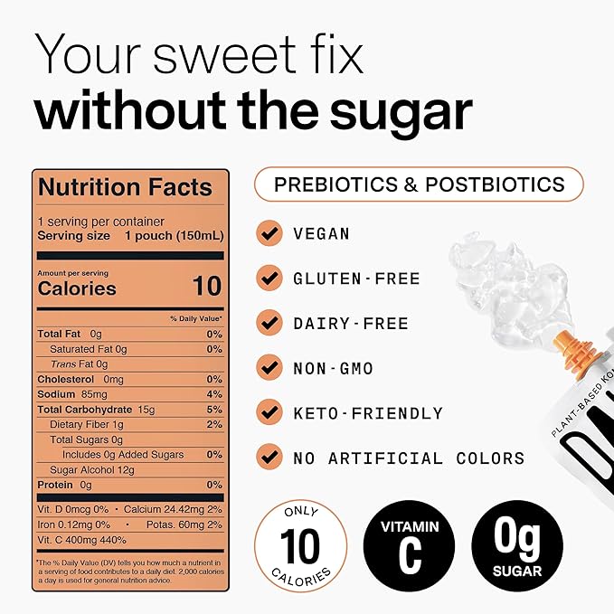 Dally Peach Drinkable Konjac Jelly (10 Pouches) ??10-Calorie, Zero Sugar Korean Fruit Snack