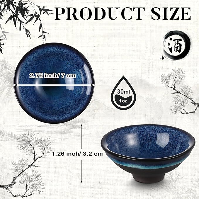 Skyley 6 Pieces Korean Soju Shot Glasses Sets Porcelain Cups Korean Ceramic Cups Tea Accessories