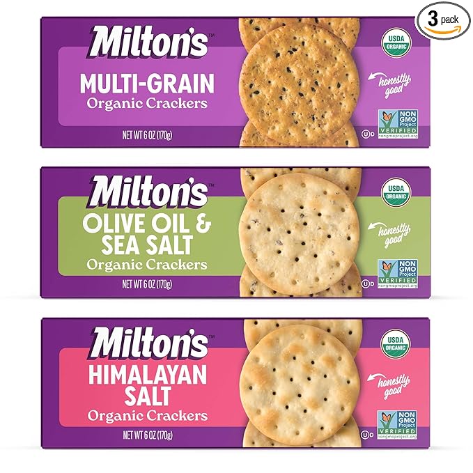 Milton's Organic Crackers Variety Bundle (Multi-Grain, Olive Oil & Sea Salt, Himalayan Salt)