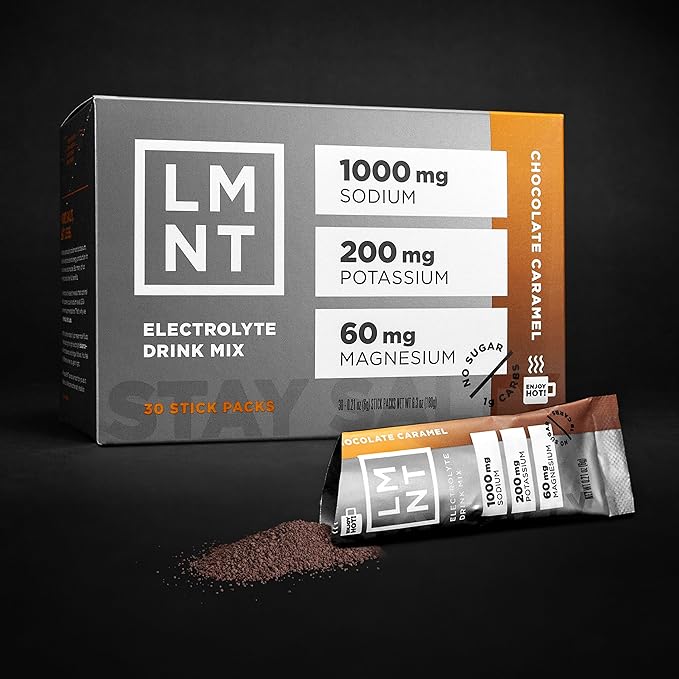 Drink LMNT Zero Sugar Hot Chocolate or Coffee Mixer - Chocolate Caramel Salt | Drink Mix | 30-Count