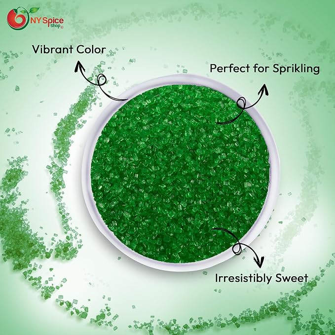 NY Spice Shop Green Sanding Sugar - 1 PoundSweet Colorful Edible Sprinkles For Candy Dish - Sugar
