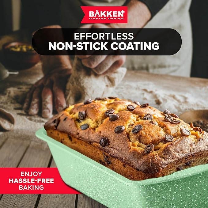 BAKKEN Kitchen Baking Pan Set - Nonstick Green Marble Coating, Commercial Grade Carbon Steel