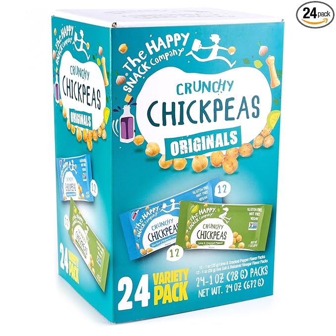 The Happy Snack Company Crunchy Chickpeas Variety Pack 24 x 1 oz ( Sea Salt & Balsamic Vinegar