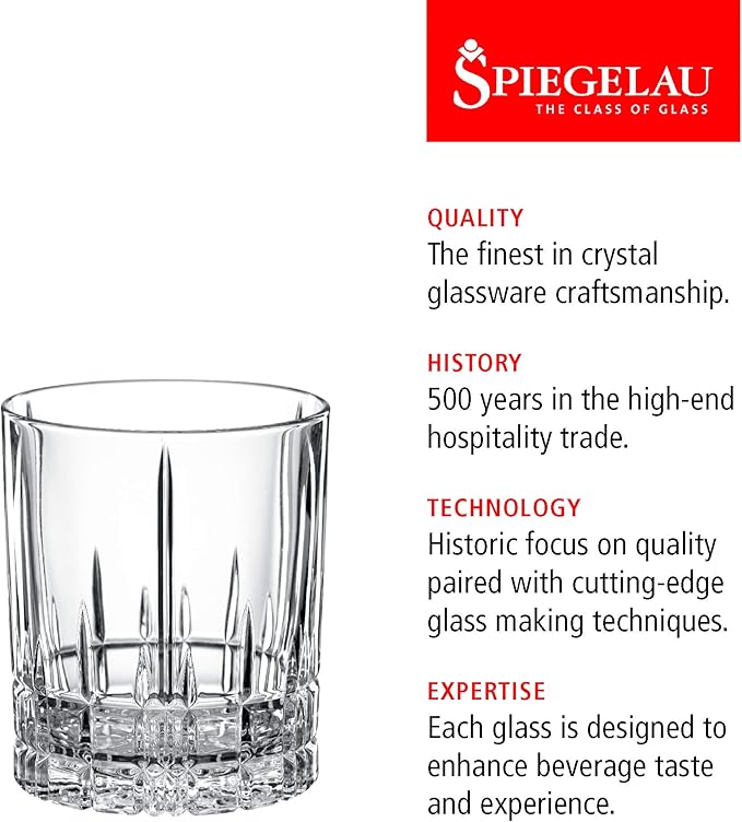 Spiegelau Perfect Serve Double Old Fashioned Glasses Set of 4 - Lowball Cocktail Glasses