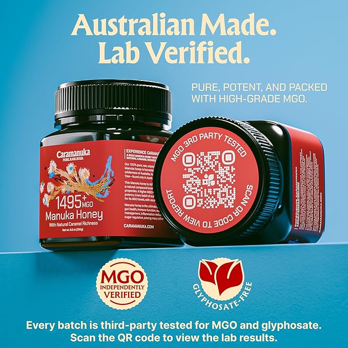 Caramanuka Manuka Honey MGO 1495+ / 100% Raw, Pure, Unfiltered & Unpasteurized, 3rd Party Tested
