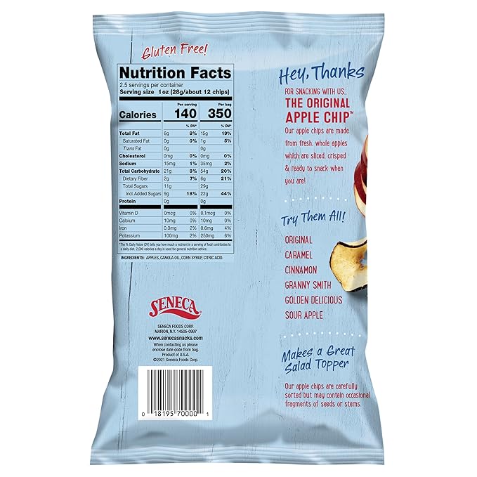Seneca Original Apple Chips | Made from Fresh 100% Red Delicious Apples | Yakima Valley Orchards |