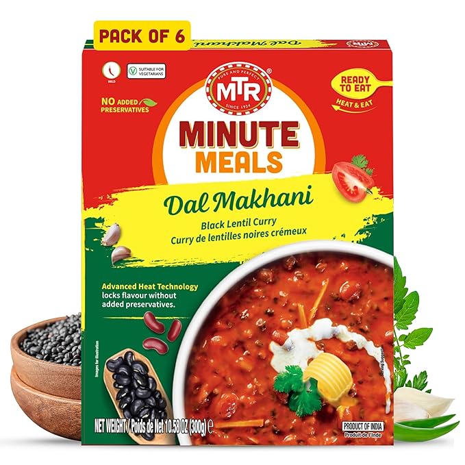 MTR - Minute Meals: Dal Makhani - Rich Black Lentil Curry - Authentic Indian Ready-To-Eat Meal - No