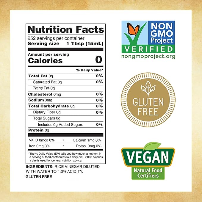 Marukan Genuine Brewed Rice Vinegar for Enhancing Flavor & Cooking, Unseasoned (1 Gallon)