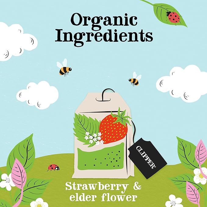 Clipper Tea Strawberry & Elderflower Herbal Tea ??Caffeine Free, USDA Organic, Great Hot or Iced
