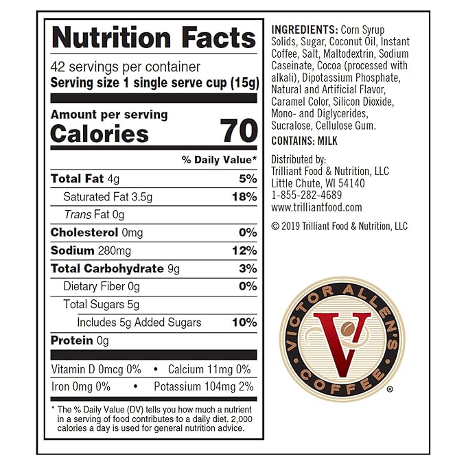 Victor Allen's Coffee Sweet and Salty Caramel Flavored Cappuccino, 12 Count, Single Serve Coffee