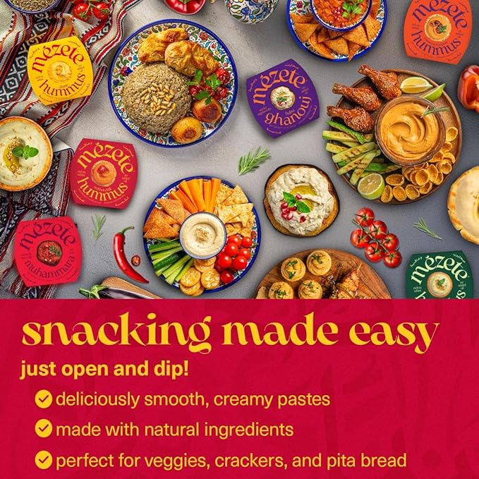 Mezete Hummus Variety Pack | Authentic Middle Eastern | Free from Preservatives | All-Natural Dips